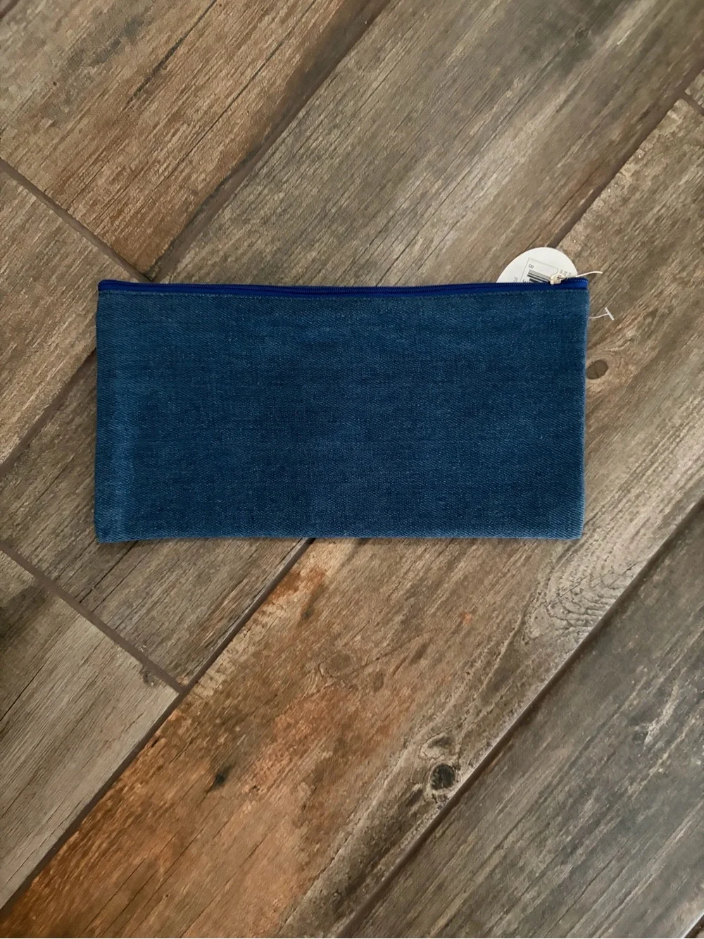 Kids Blue Denim Pencil Pouch with Cute Cat Patches